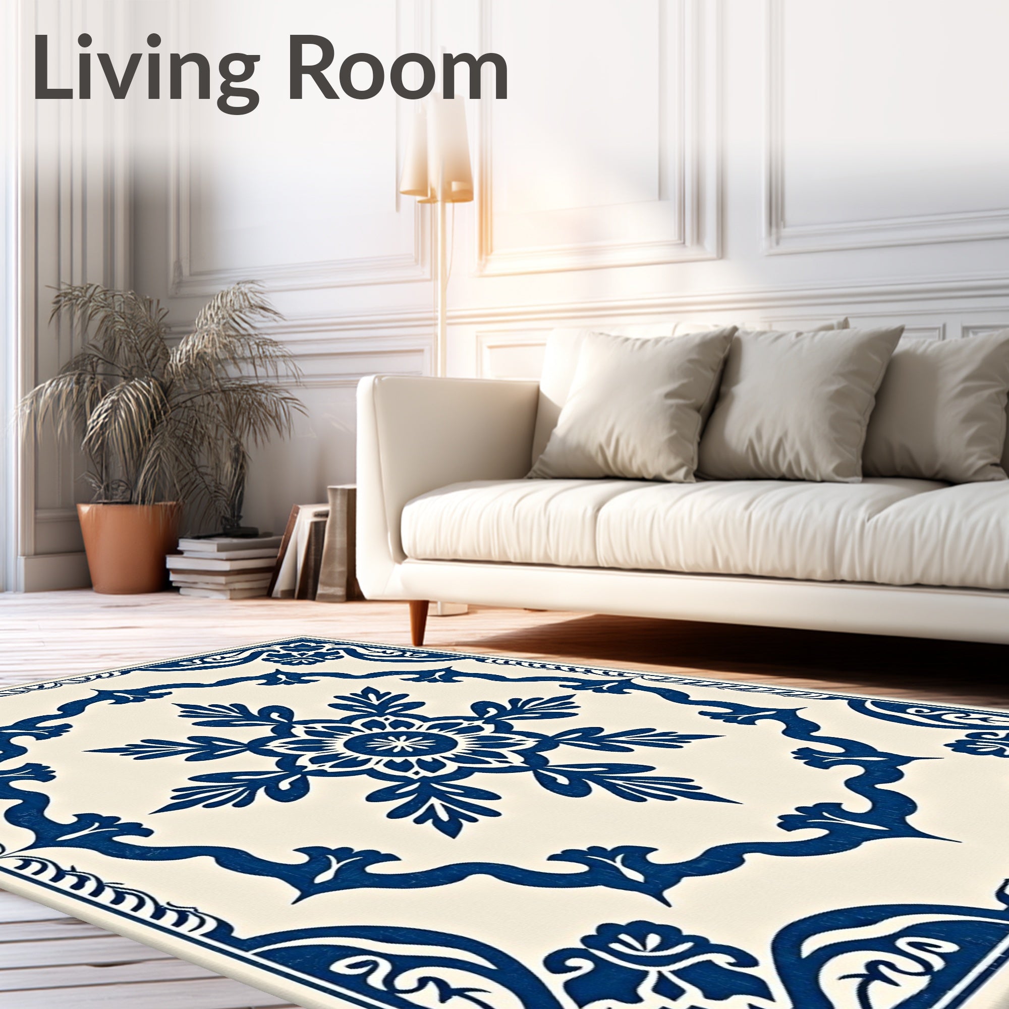 Classic Indigo Floral Medallion Rug