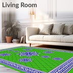 Green And Blue Intricate Star Pattern Rug