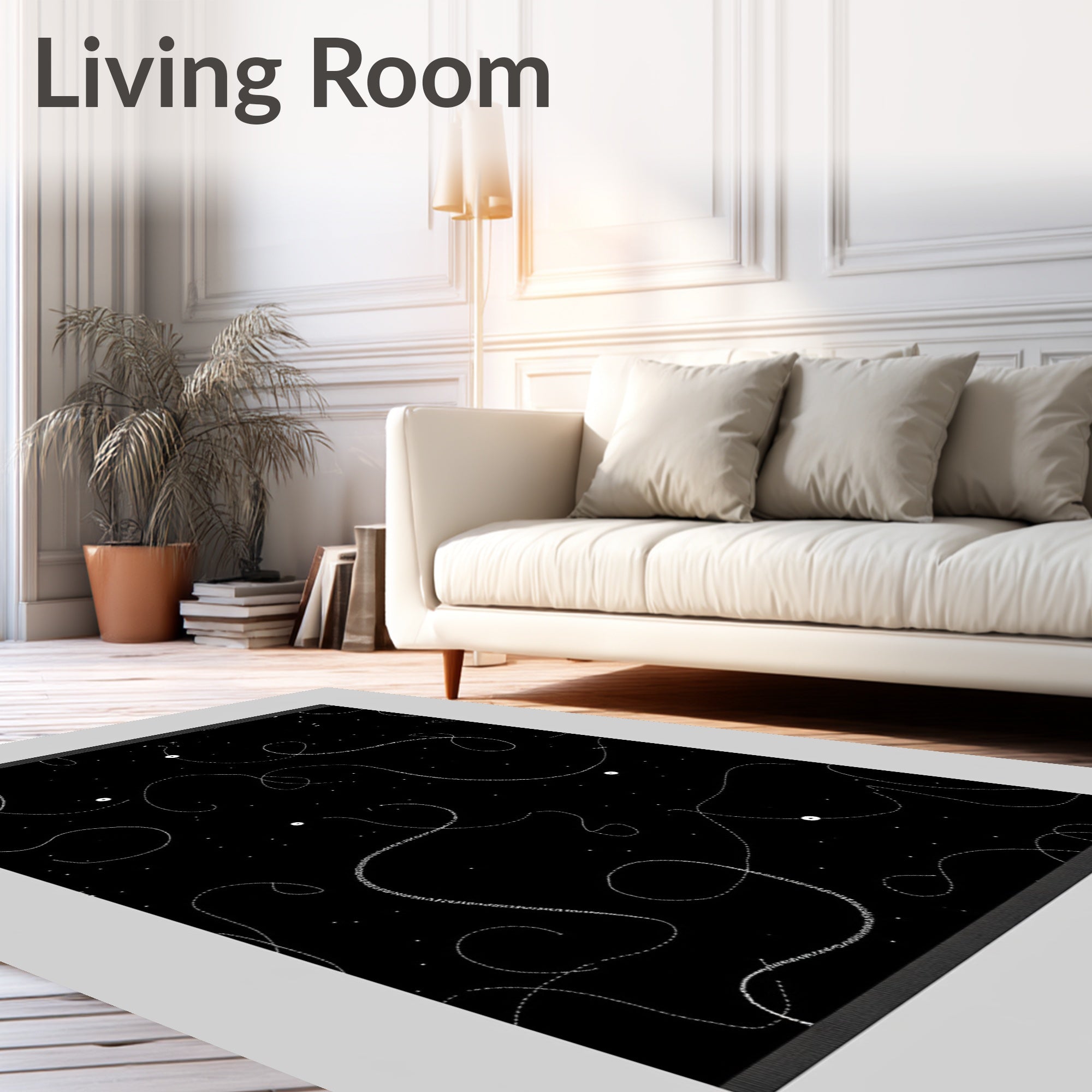 Abstract Swirls With Dots Pattern Rug