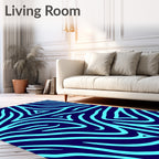 Bold Cyan Stripe Abstract Design Rug