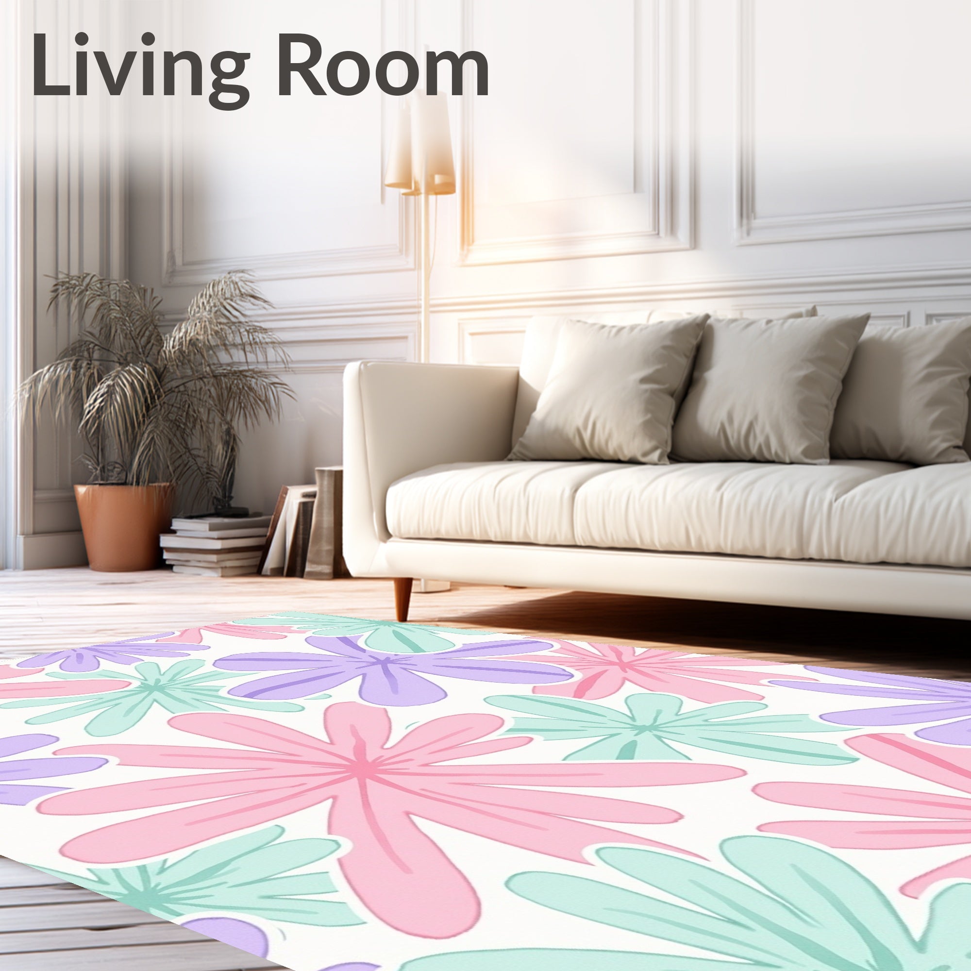 Pastel Floral Pattern Design Rug