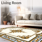 Elaborate Golden Bordered Floral Rug