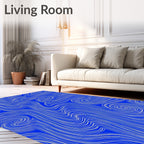 Abstract Blue Swirl Line Art Rug