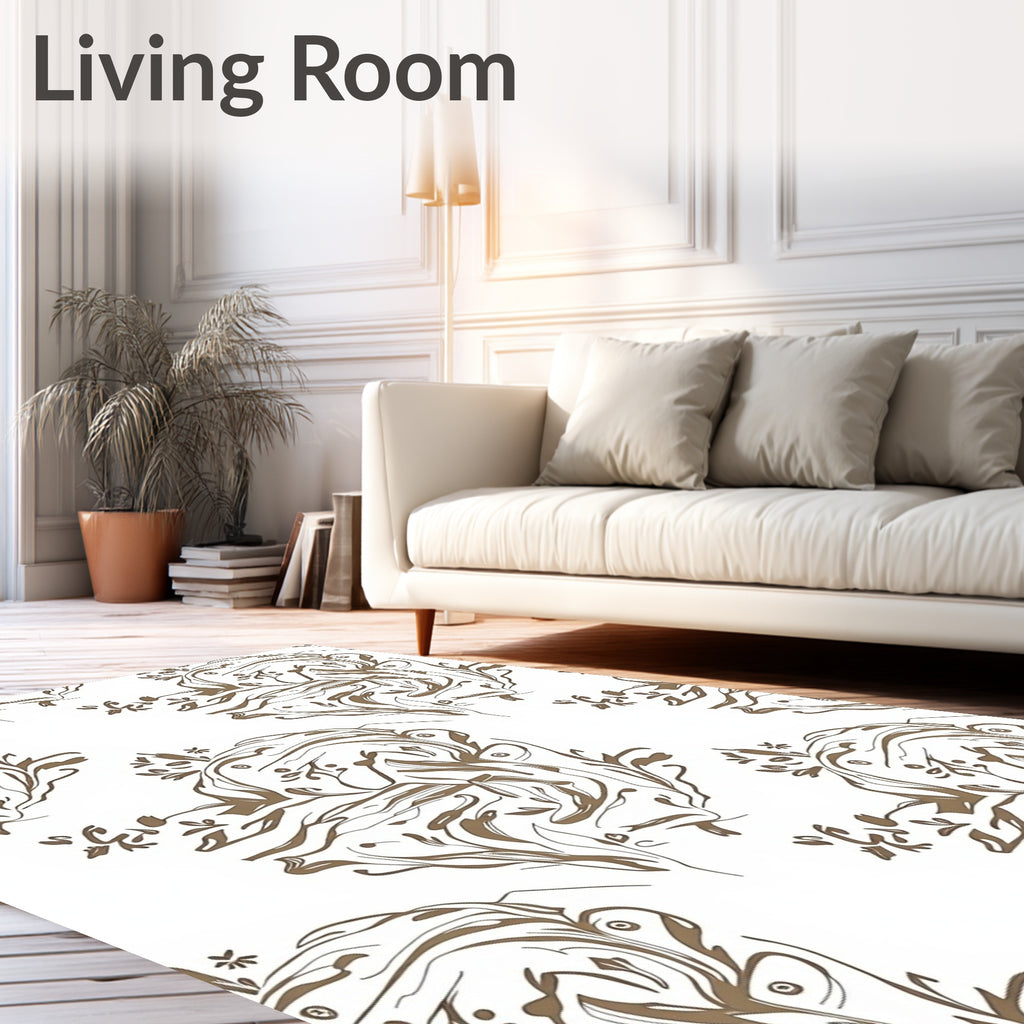 Whimsical Floral Swirl Pattern Design Rug