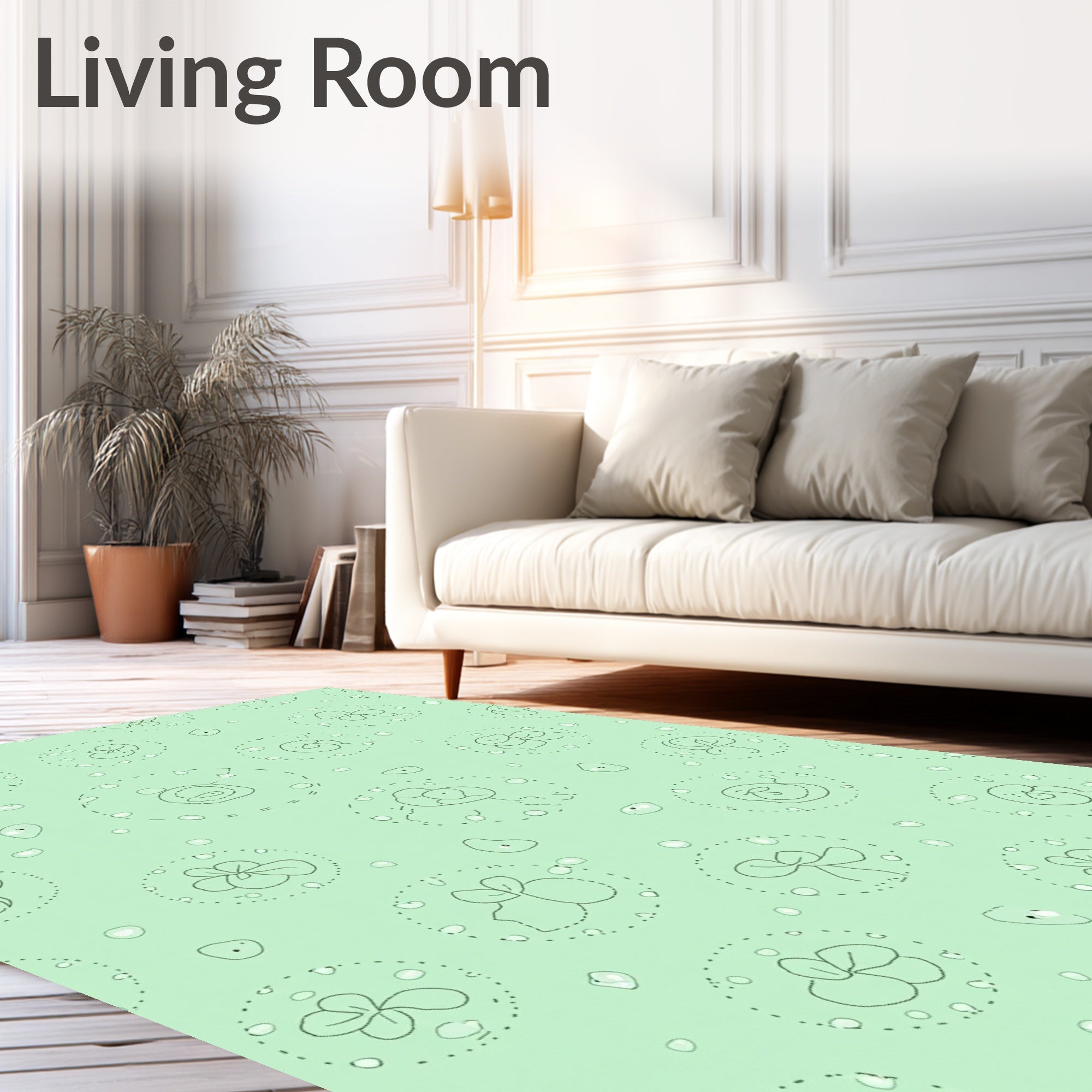 Whimsical Nature Sketch Pattern Rug