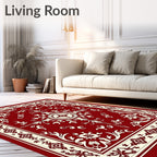 Classic Red Cream Floral Mandala Rug