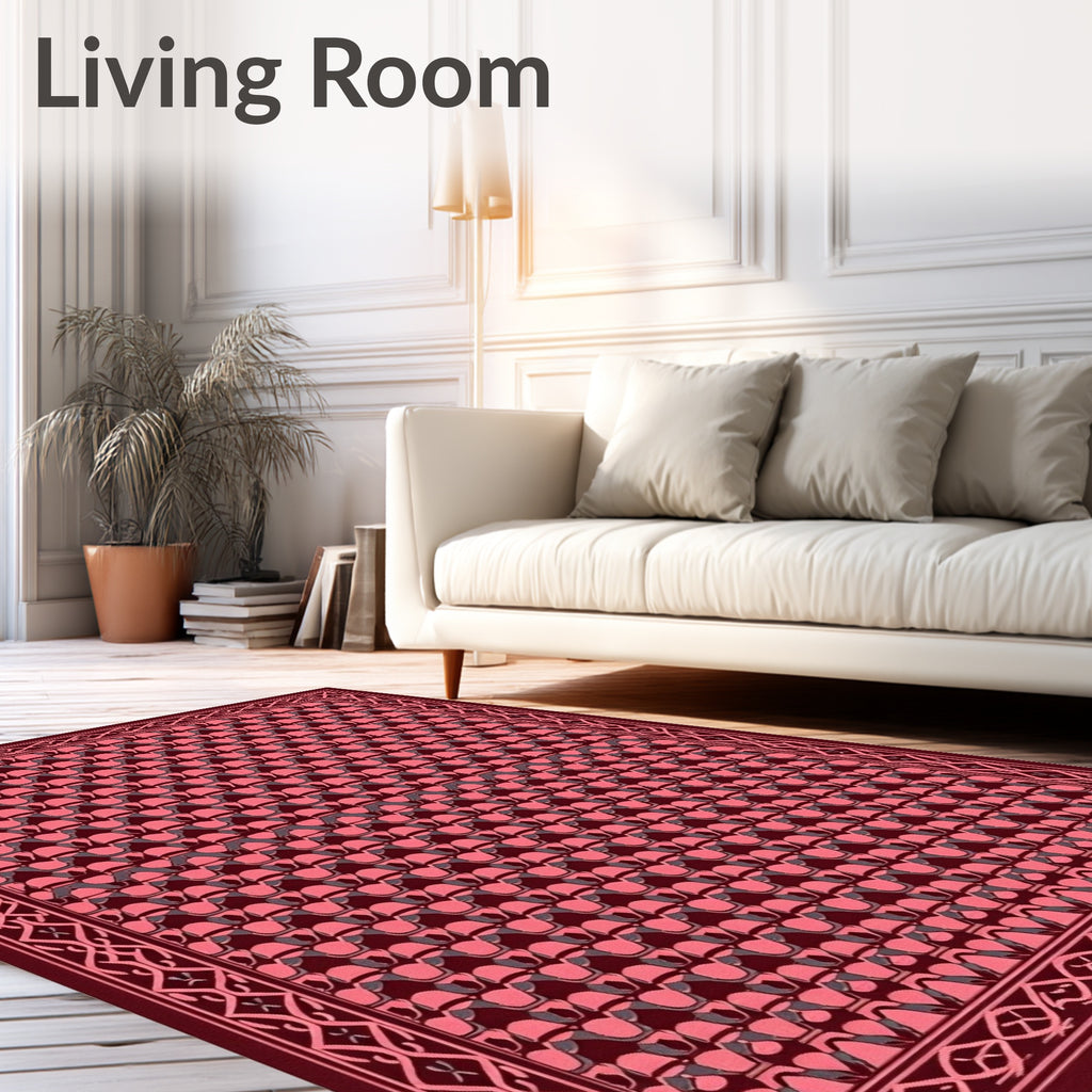 Repeating Geometric Pattern In Pink Tones Rug