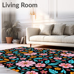 Vibrant Butterfly Flower Pattern Rug