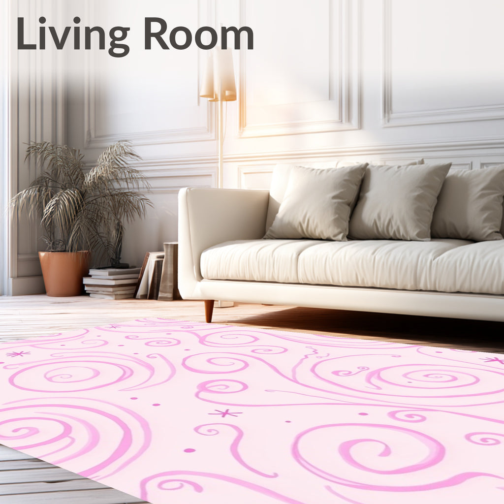 Sweet Swirls And Stars Pattern Rug