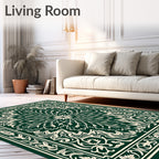 Elegant Green Botanical Medallion Rug