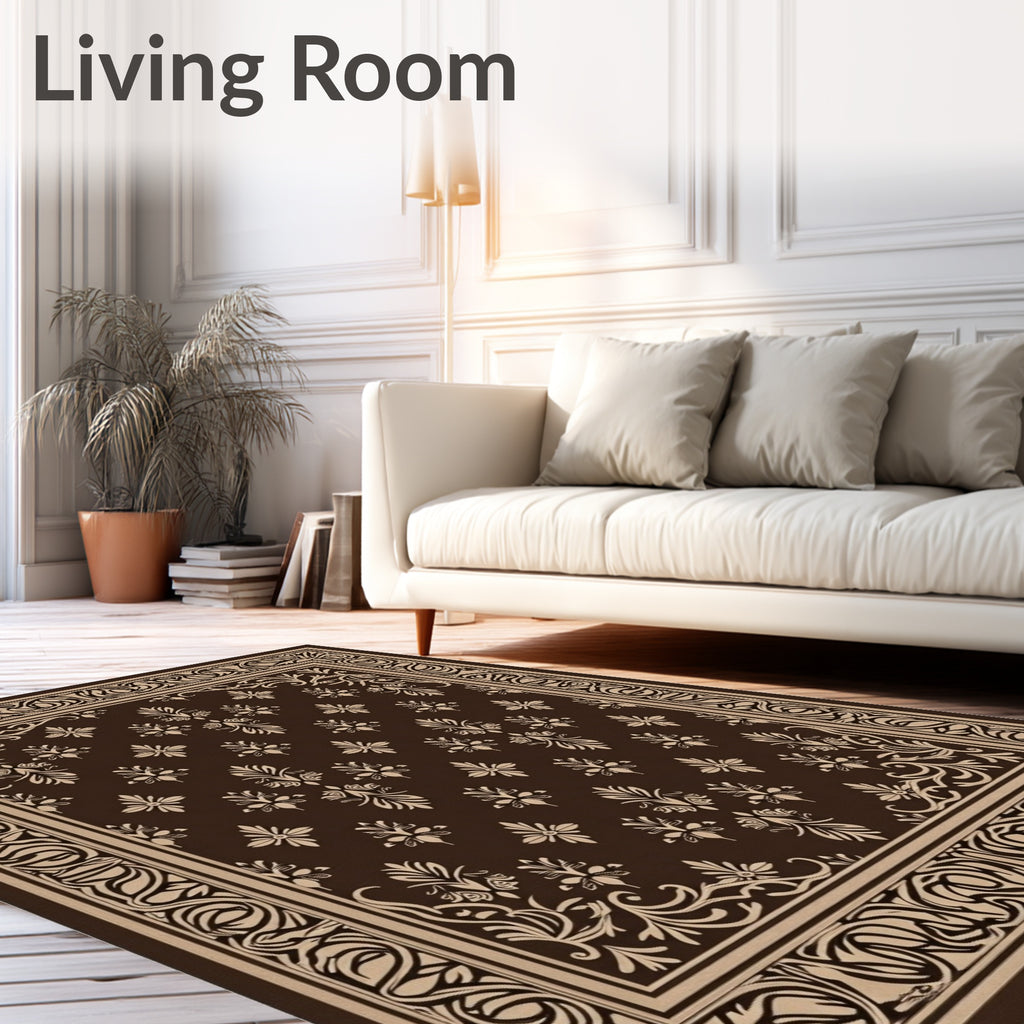 Ornate Scroll Floral Patterned Rug