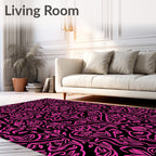 Bright Pink Floral Damask Pattern Rug