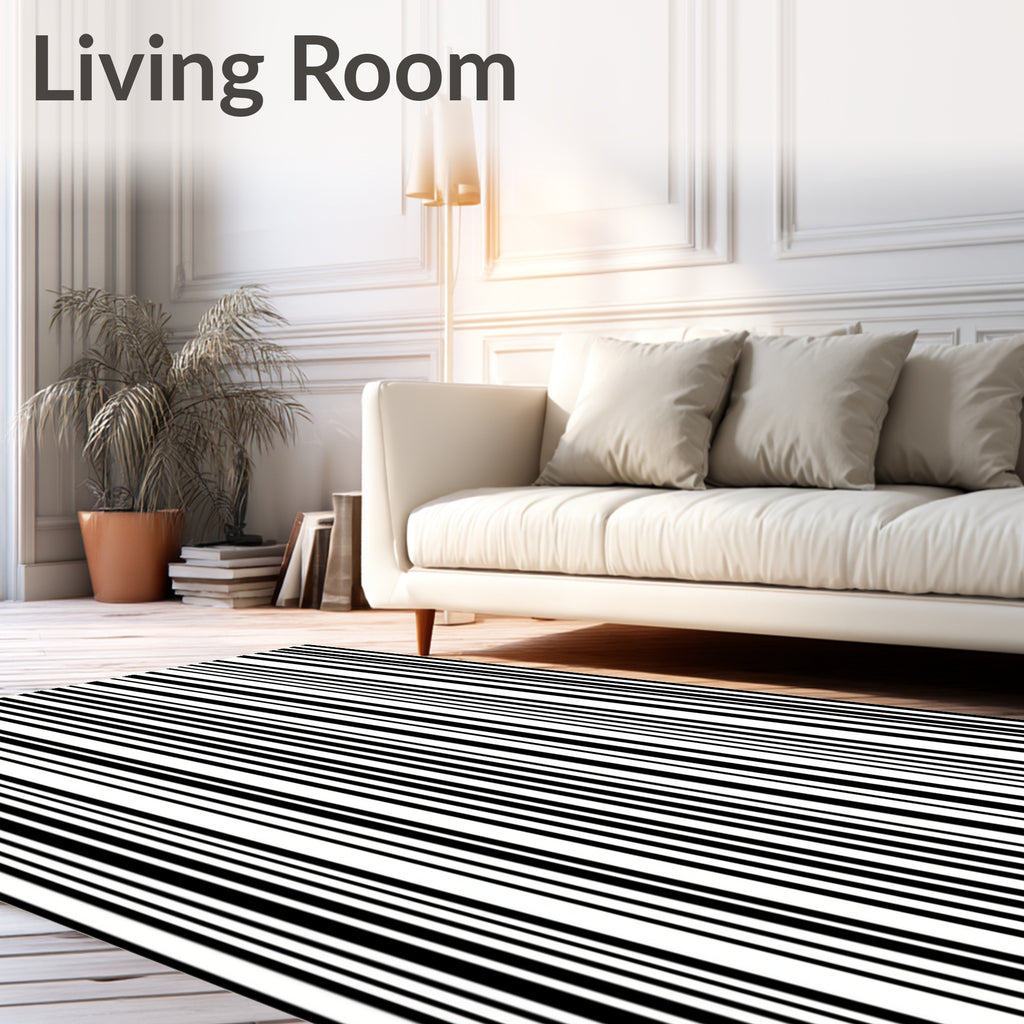 Classic Black and White Stripe Pattern Rug