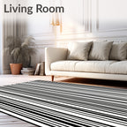 Classic Black and White Stripe Pattern Rug