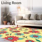 Retro Floral Garden Delight Rug