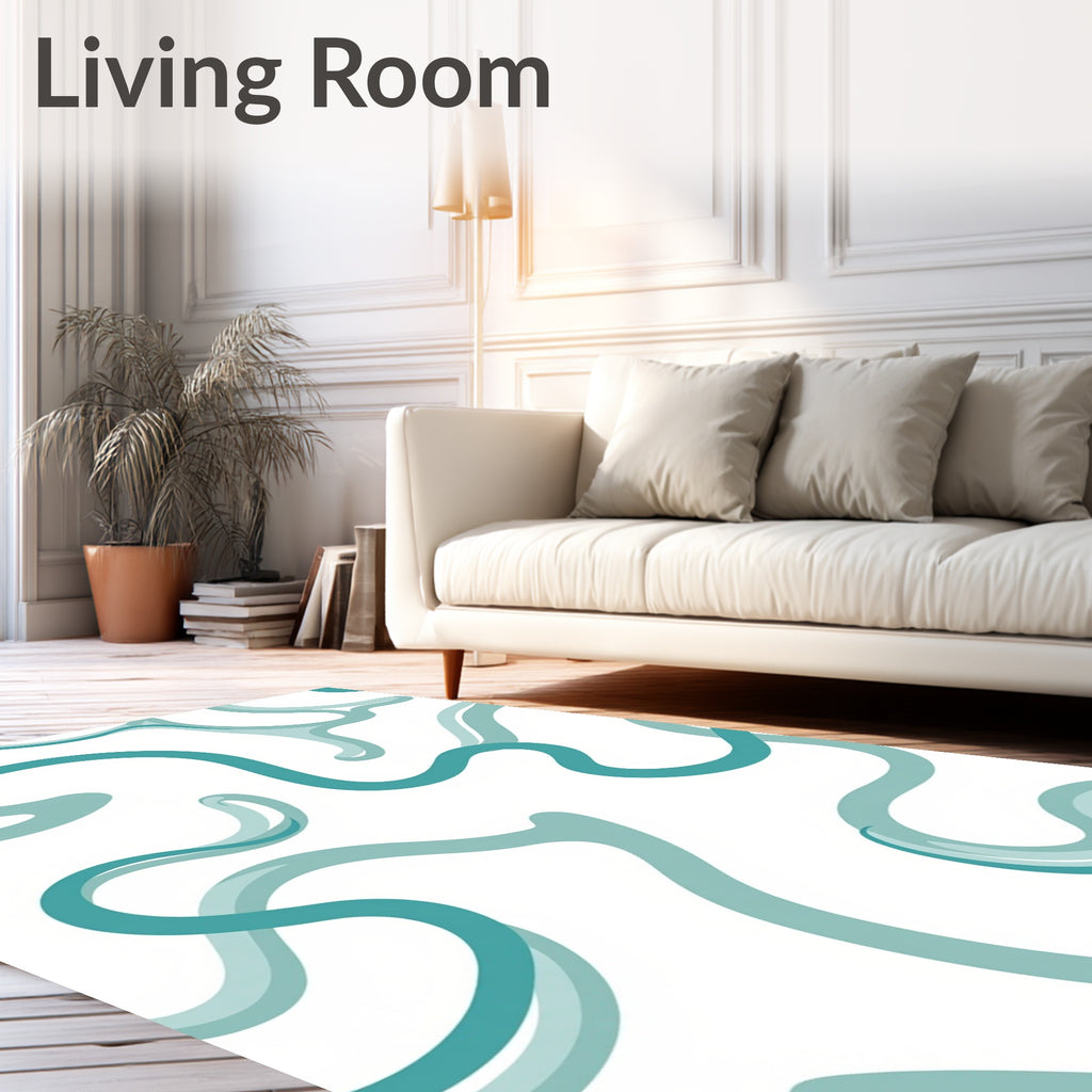 Teal Swirl Abstract Design Rug
