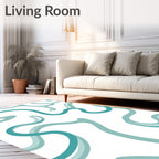 Teal Swirl Abstract Design Rug