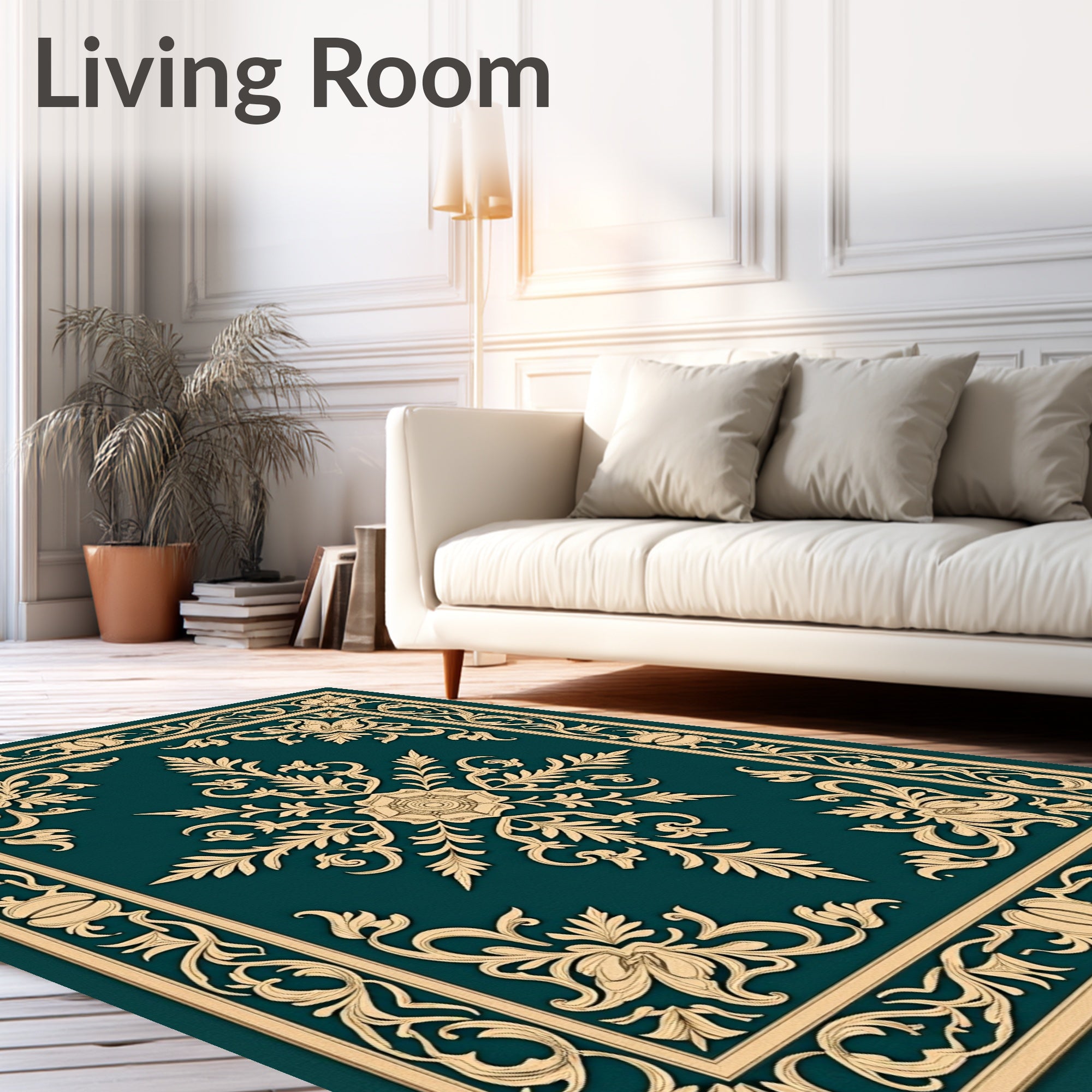 Elegant Floral Scrollwork Frame Design Rug