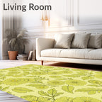Yellow Floral Botanical Line Art Rug