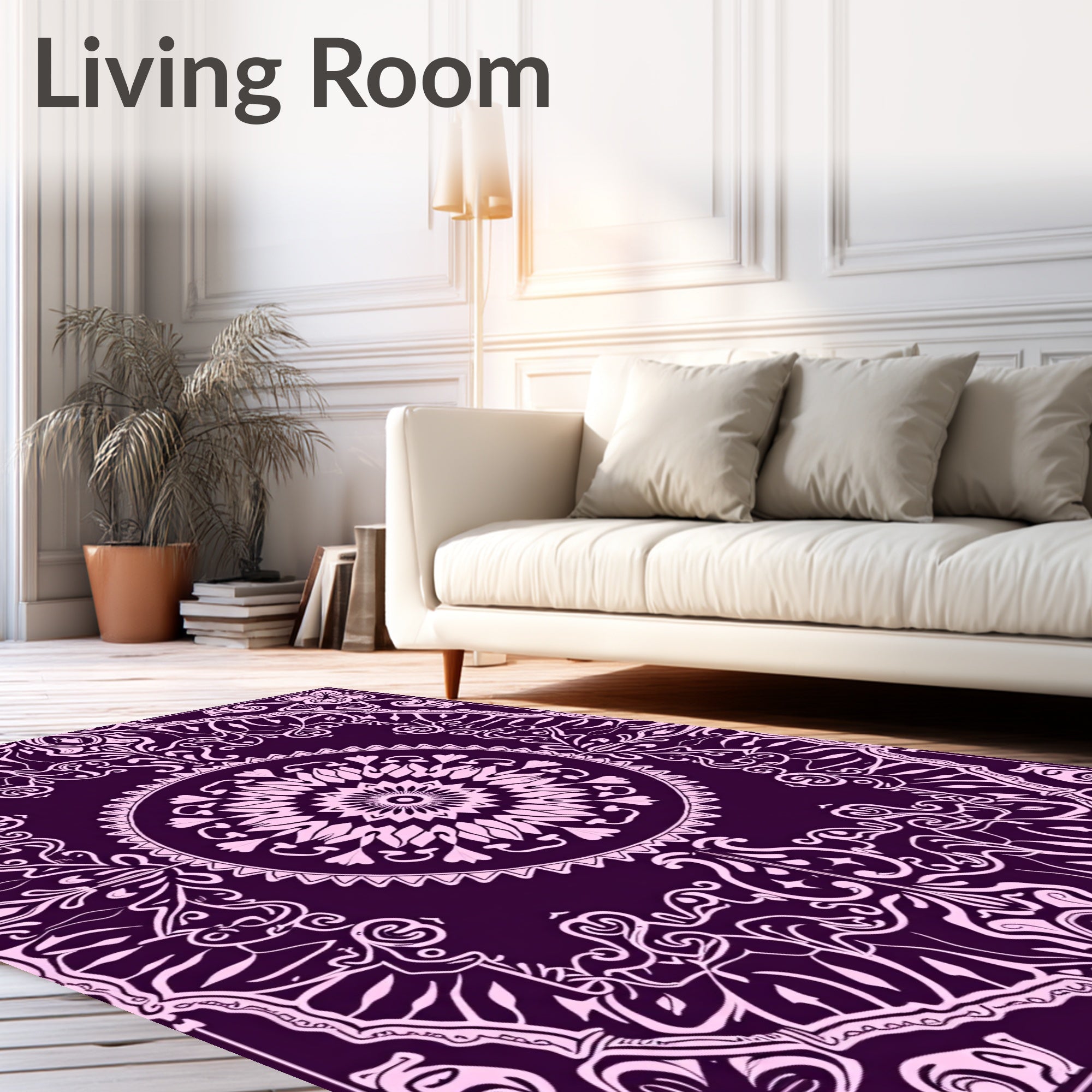 Delicate Floral Medallion Mandala Pattern Rug