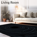 Dark Organic Flowing Lines Overlay Rug