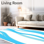 Flowing Sky Blue Brushstroke Pattern Rug