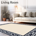 Ornate Floral Scroll Dark Border Rug