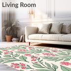 Pink Floral Garden Pattern Rug