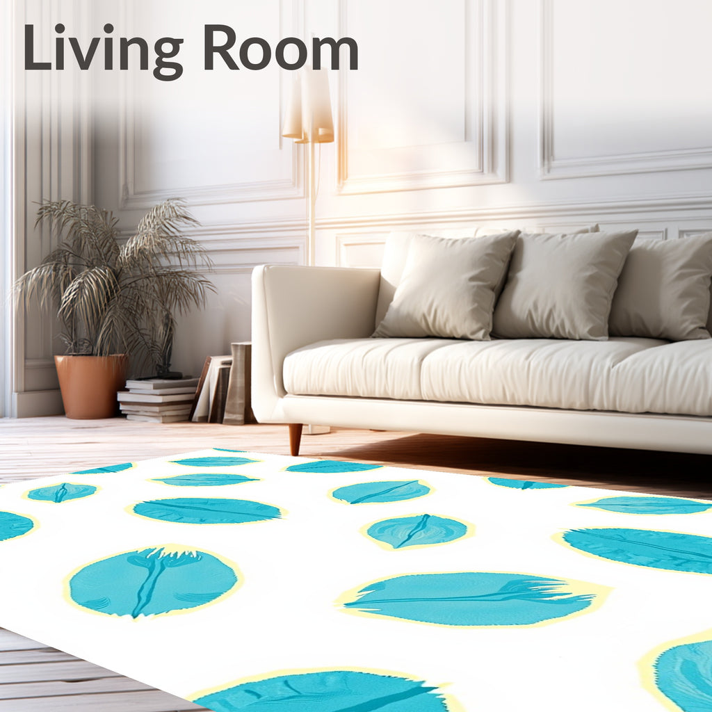 Teal Leaf Pattern Design Rug