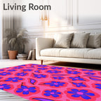 Vibrant Floral Patterned Pink Design Rug