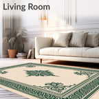 Elegant Green Floral Inlay Rug