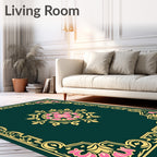 Floral Medallion Bordered Design Rug