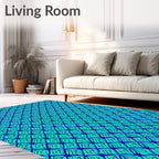 Oceanic Blue Interlocking Pattern Rug