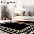 Cream Floral Star Accented Border Rug