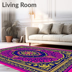 Vibrant Floral Swirls Mandala Rug