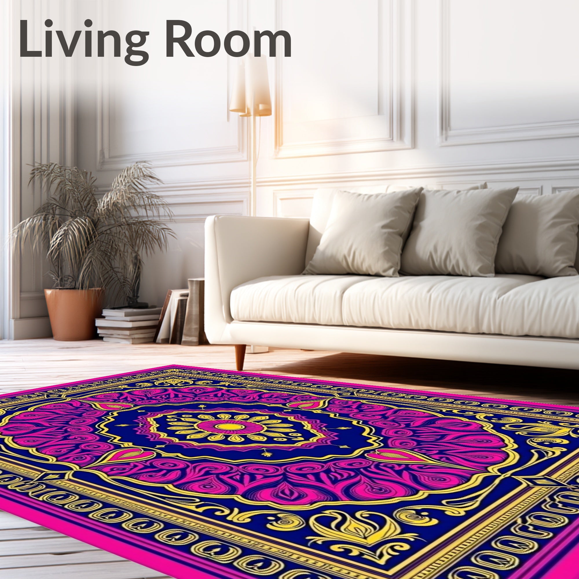 Vibrant Floral Swirls Mandala Rug