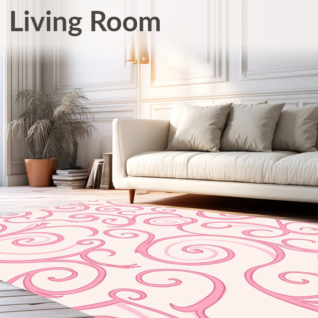 Pink Swirl Scroll Pattern Rug