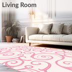 Pink Swirl Scroll Pattern Rug