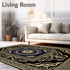 Classic Black Gold Mandala Border Rug
