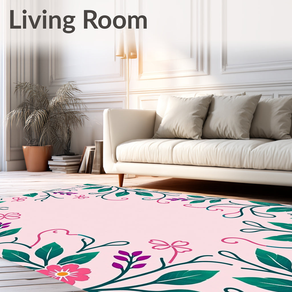 Floral Vine With Pink Accent Pattern Rug