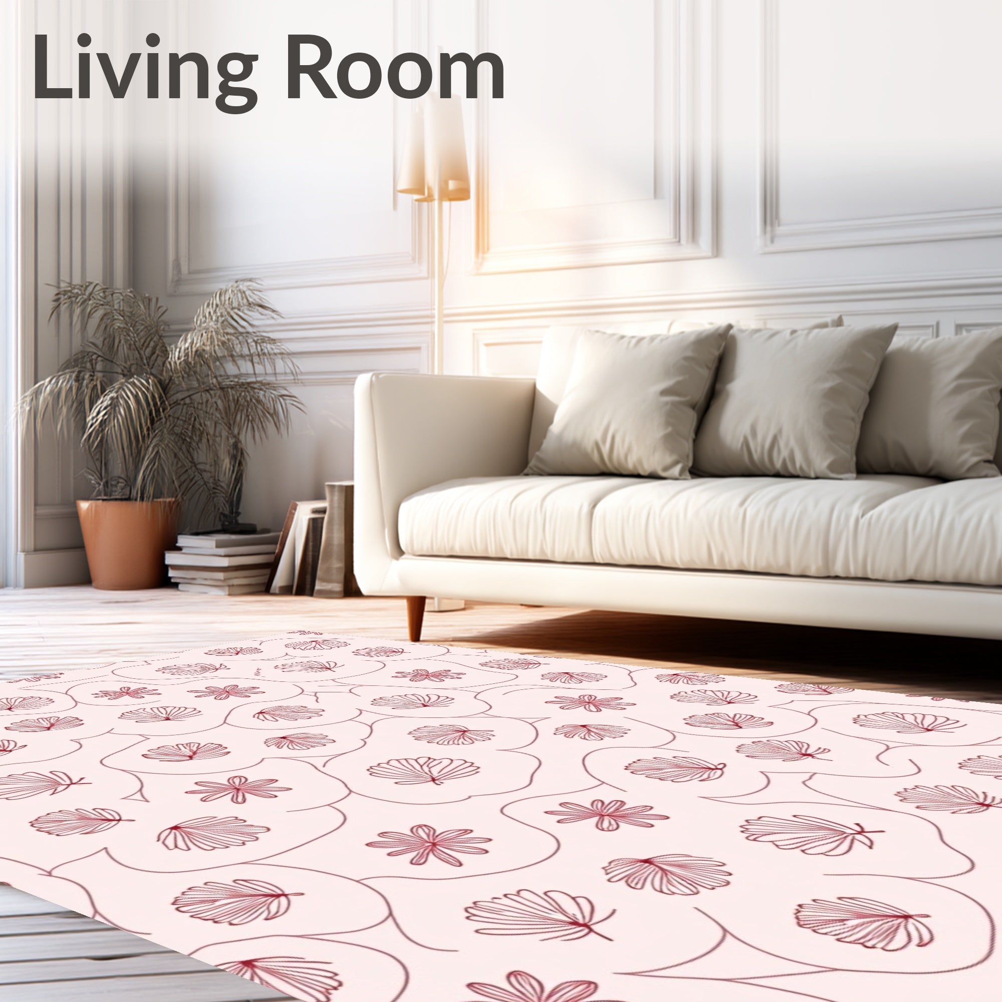 Organic Leaf Flower Line Art Rug