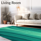 Green Flowing Stripe Patterned Rug