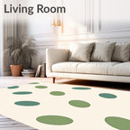 Green Oval Pattern Textile Rug