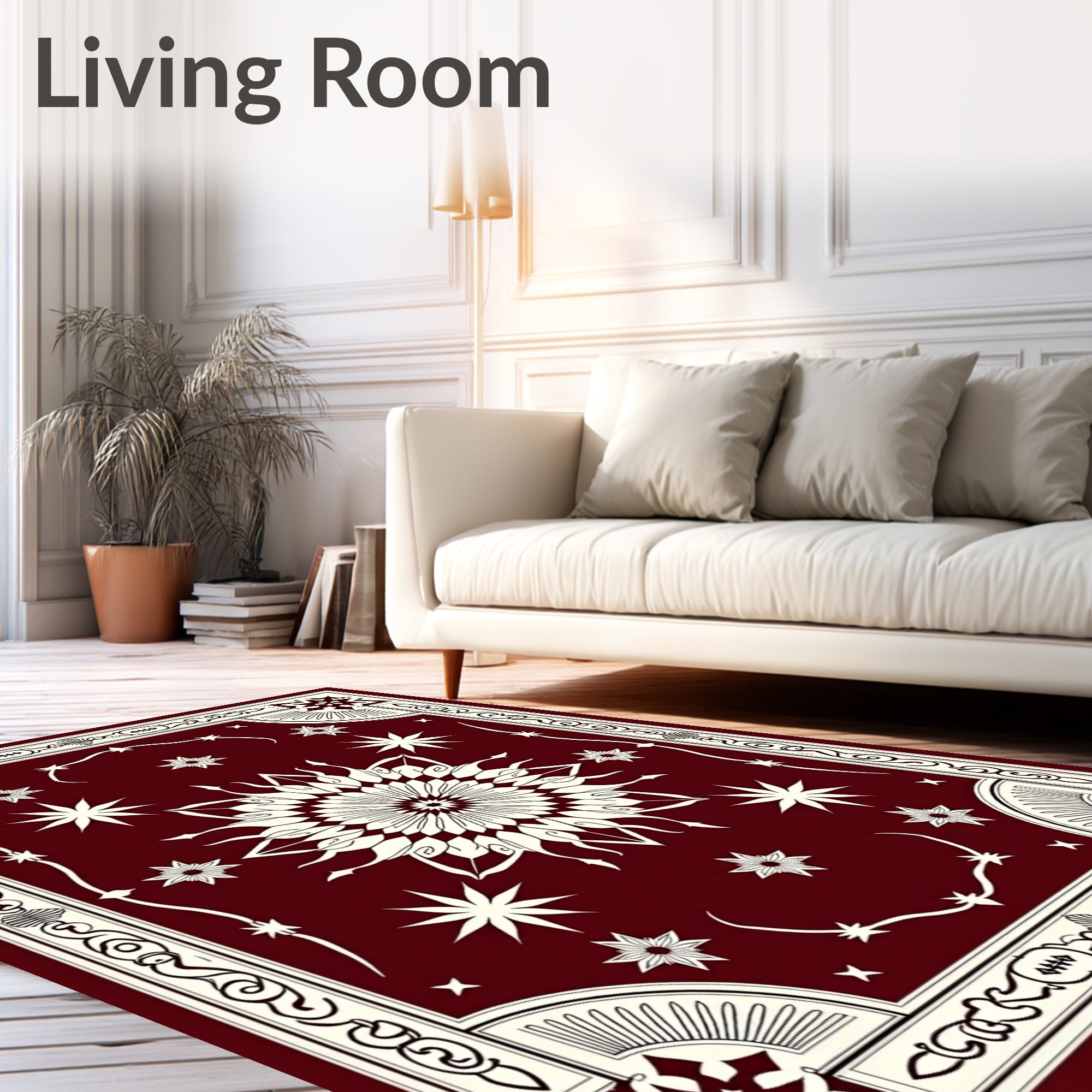 Starburst Floral Patterned Vintage Rug
