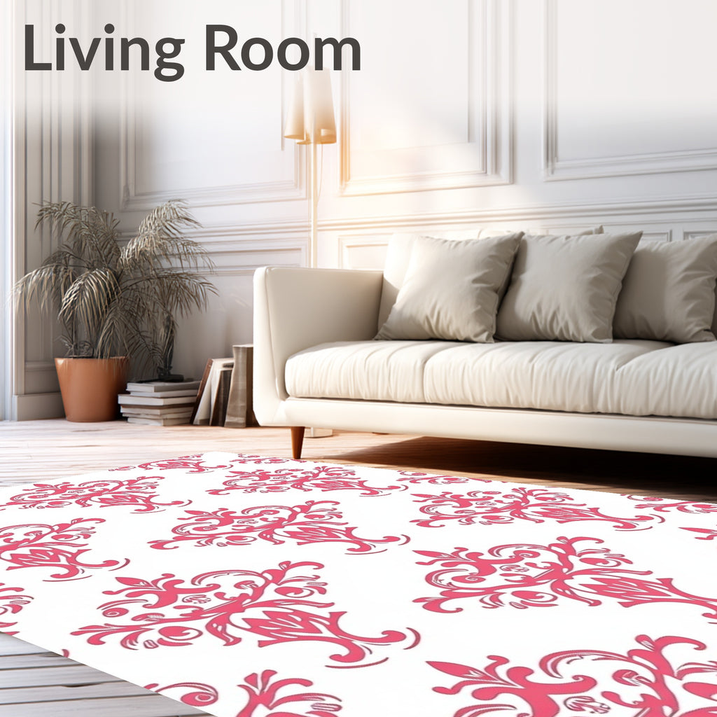 Elegant Pink Damask Pattern Rug