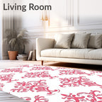 Elegant Pink Damask Pattern Rug