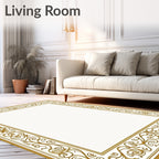 Ornate Gold Swirl Pattern Rug
