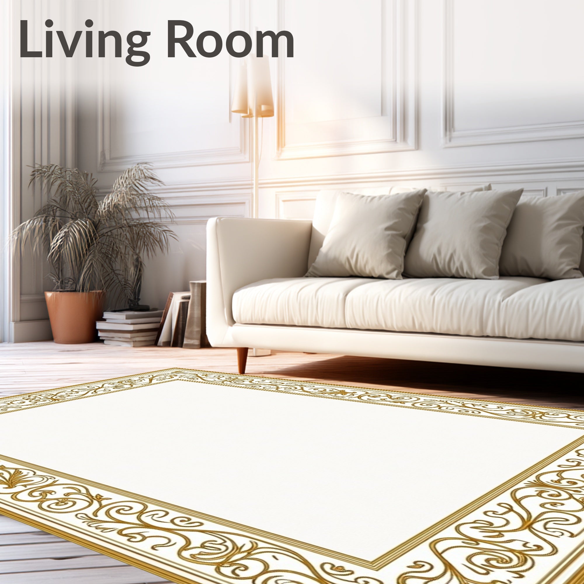 Ornate Gold Swirl Pattern Rug
