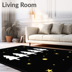 Bold Black White Pine Stars Rug