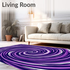 Violet White Swirl Pattern Area Rug